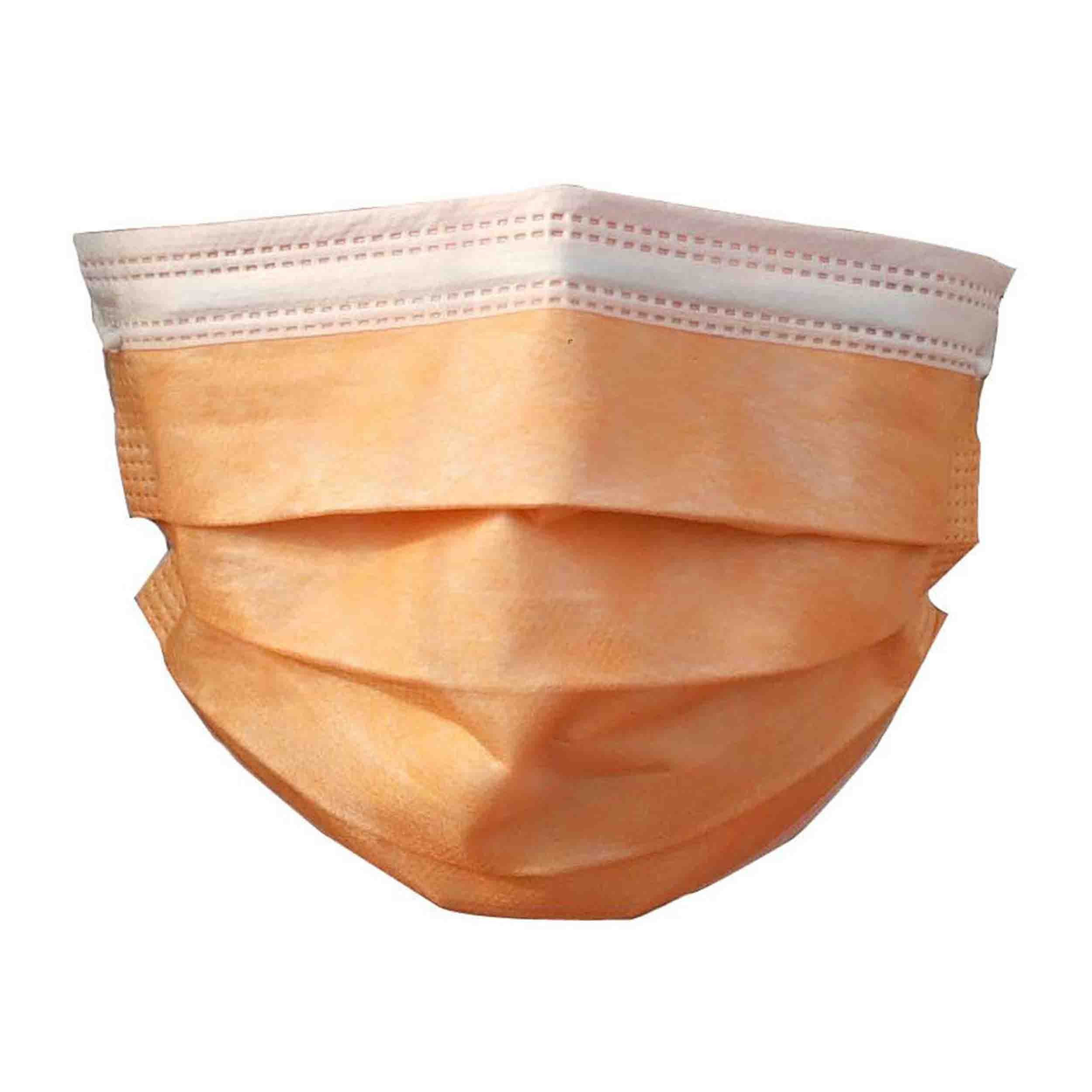 Disposable 3 Ply Face Masks Pack Of 50 Orange-Soft On Skin Protectors With Elastic Earloops